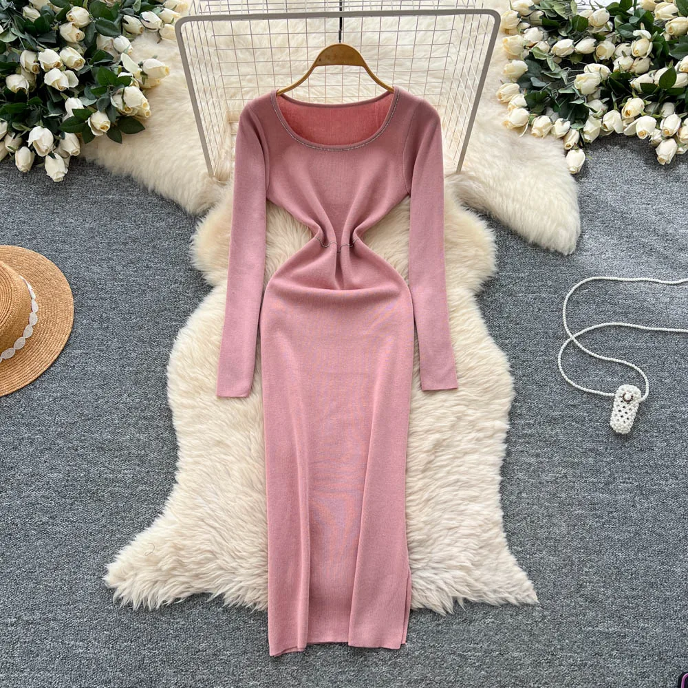 Chic vintage strass collo quadrato sottile elegante fata moda coreana Boho vestito estivo abbigliamento donna