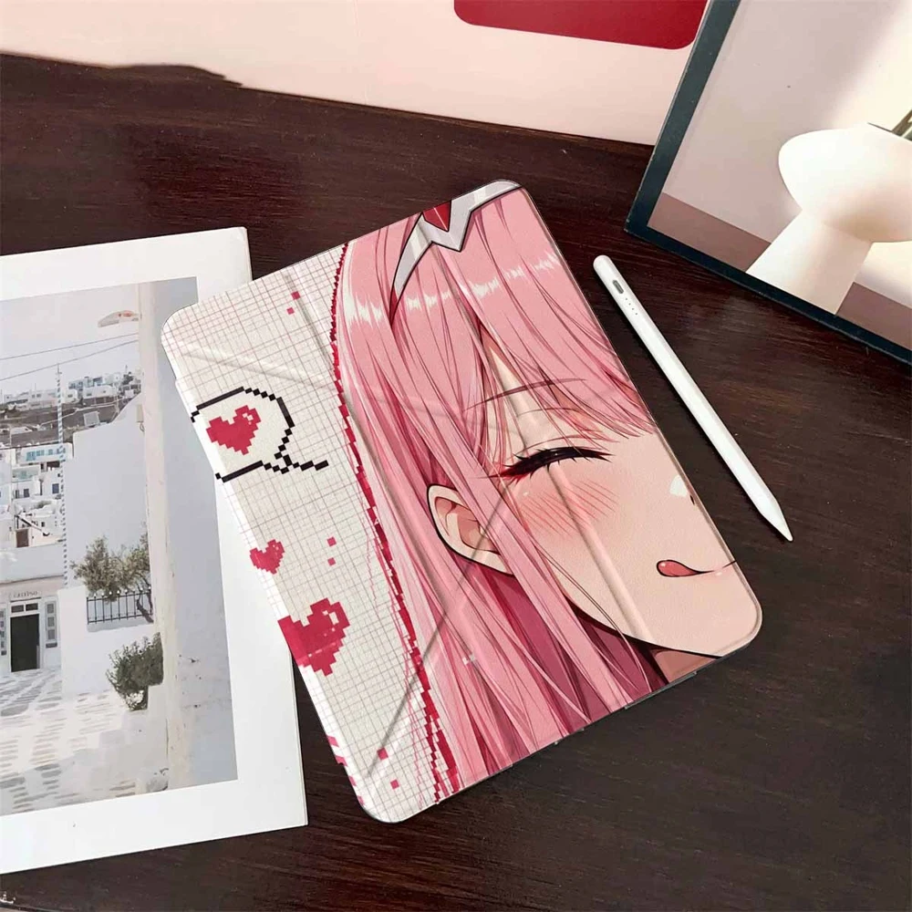 Pink Anime Girl Pixel Hearts For iPad Pro 11 12.9 13 A16 M2 M4 M3 M5 Shell 9.7 10.2 5/6/7/8/9/10/11th Mini Air 3 4 5 6 Cover