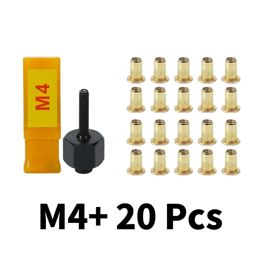 21pcs Hand Rivet Nut Gun Set Head Nuts Riveter Tool Manual Rivet Adapter Galvanized Iron Nuts For M3 M4 M5 M6 M8 M10 M12