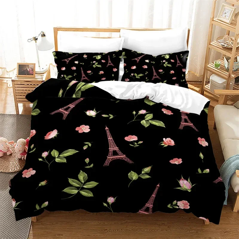 

Pink Rose Floral Duvet Cover Watercolor Lotus Bedding Set Flower Leaves Print Comforter Cover King For Adults Kids Bedroom Decor