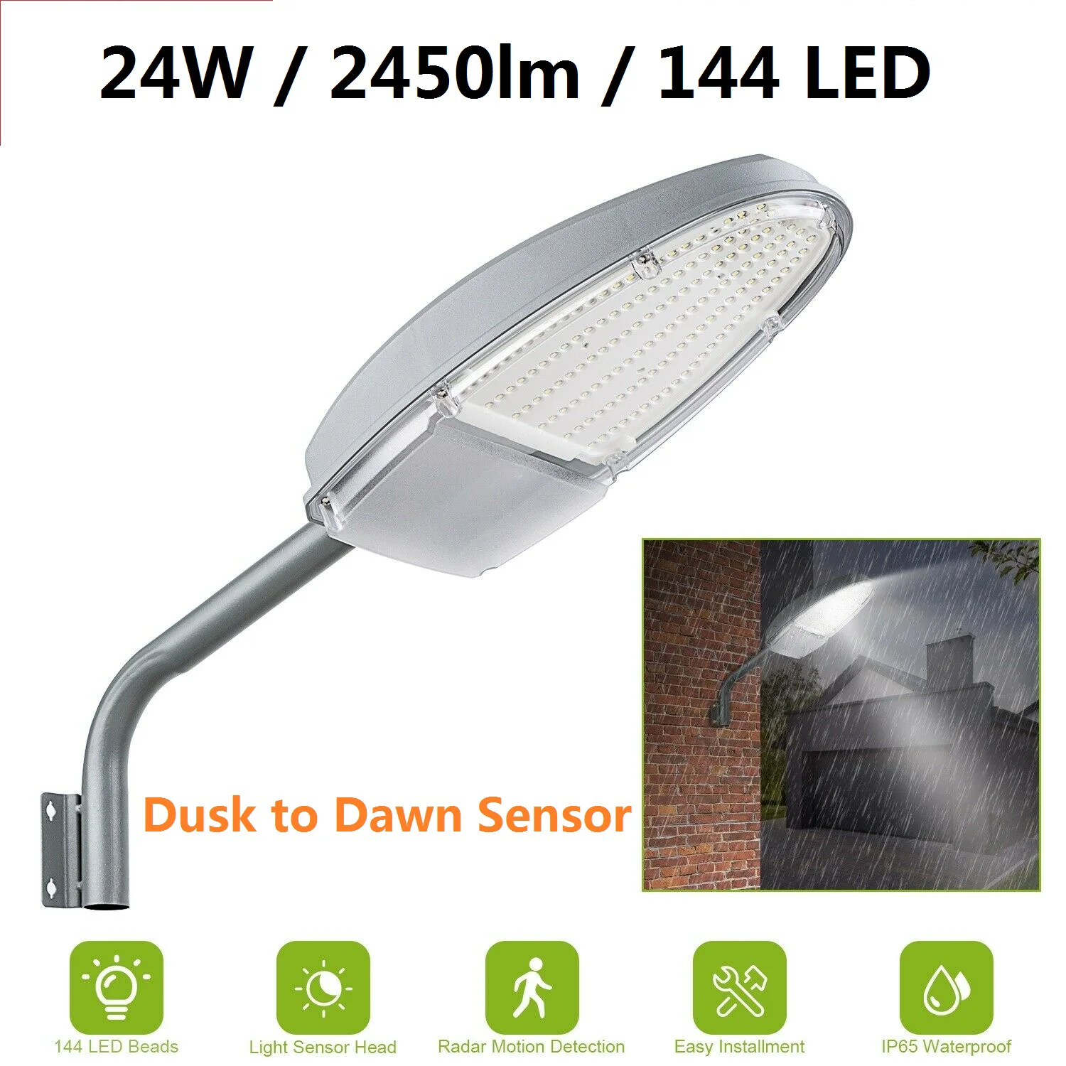 Outdoor LED Street Light Induction Waterproof Wall Lamp Security Lighting Continuous Lights