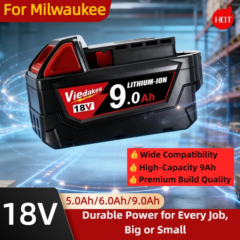 

18 В 6,0 Ач/9,0 Ач для аккумулятора Milwaukee M18, для литиевой аккумуляторной батареи Milwaukee 48-11-1860 48-11-1850 48-11-1840 ✅