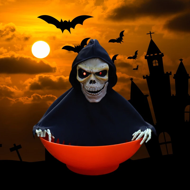 Halloween supplies tricky props candy bowl electric voice-activated fruit plate skeleton ghost bar KTV haunted house decorations