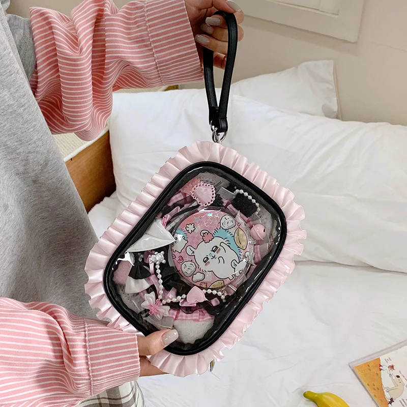 

Richme Lolita Women Ita Bags Designer Mini Doll Show Dustproof Lace Ruffles Crossbody Shoulder Bag DIY Anime Badge Bolso Mujer
