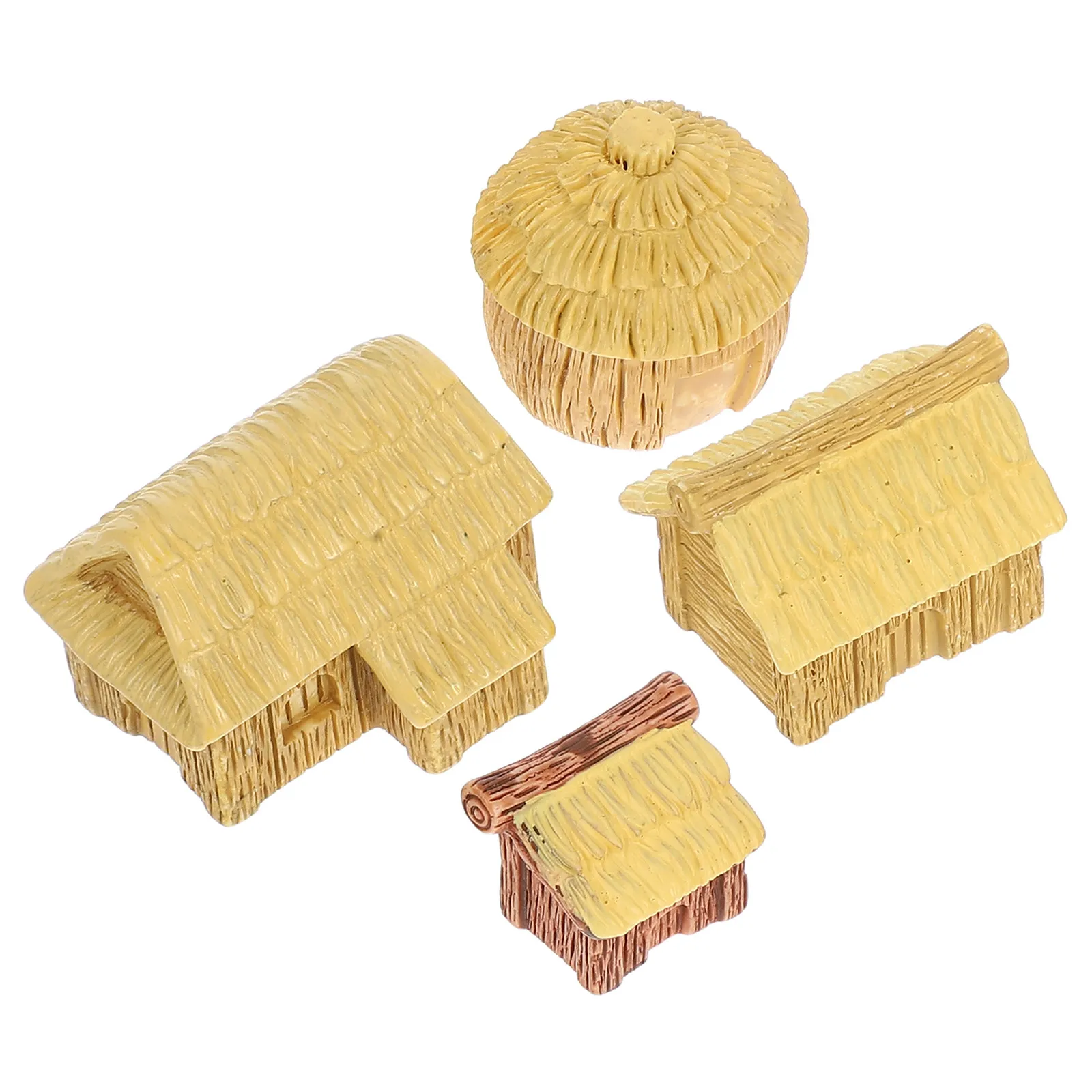 4Pcs Miniature Resin Cottage Houses European Style Charming Micro Landscape Decor Fairy Garden Yard Ornaments Home Desk