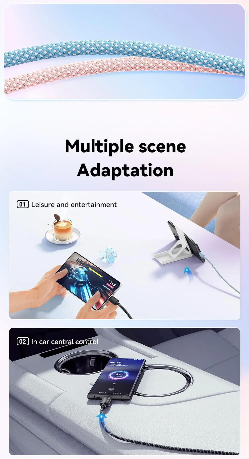 Essager 7A 100W USB Type C Cable For Huawei Honor 88W PD Fast Charging Charger USB A Data Cord Cable For Xiaomi Oneplus Samsung