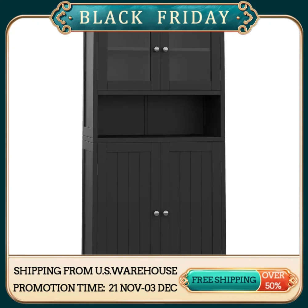 

Bathroom cabinet, bathroom floor cabinet with open shelves, large display cabinet with doors, 23.6 x 11.8 x 50.4 inches