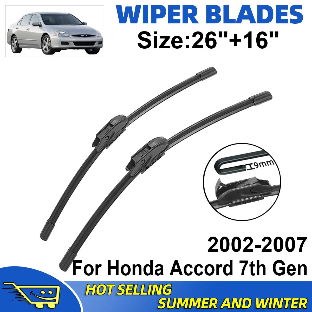 2PCS Wiper Blades Set Kit For Honda Accord 7th Gen 2002-2007 Front Windshield Brushes Windscreen Window Accessories