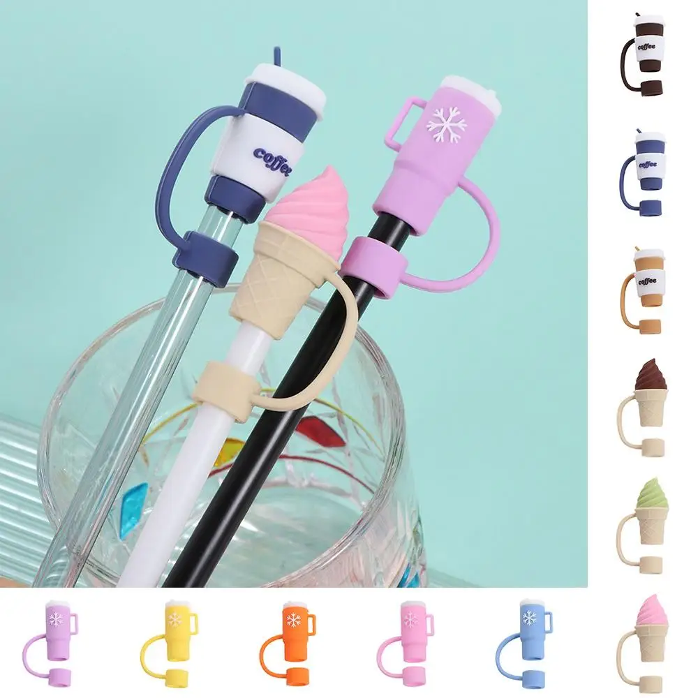 

Cup Accessories Silicone Straw Topper Splash Proof Cartoon Straw Cover Dustproof Reusable Straw Dust Cap Straw Decoration