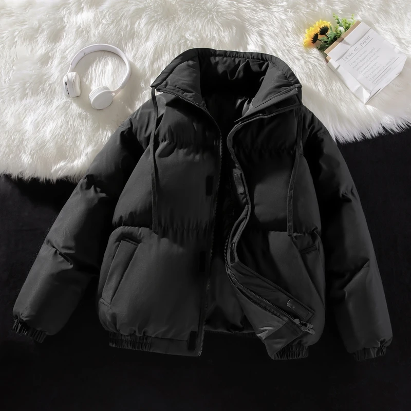 

High Quality Men's Jacket Casual Fashion Solid Color Outdoor Sports Windproof Warm Stand Collar Coat Men's Cotton Jacket