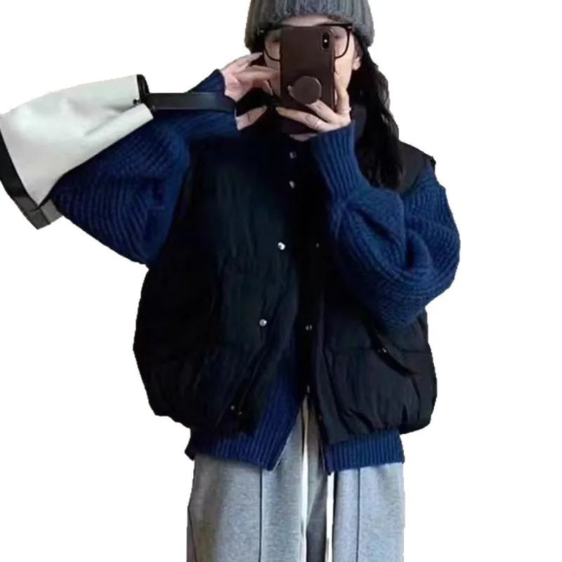 الشتاء الخريف بطة أسفل سترة المرأة قصيرة أكمام سترة منفوخة امرأة صدرية ملابس خارجية عصرية chaqueta de mujer VT-367 #5