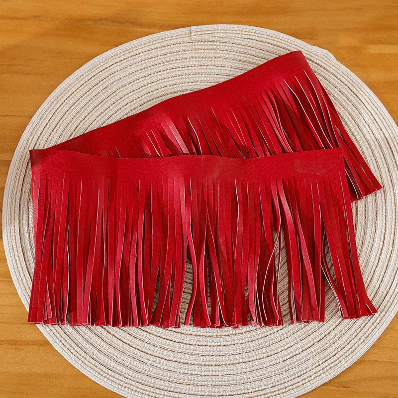 1m PU Faux Leather Tassel 10/15/20/25/30cm Lace Ribbon DIY Jacket Skirt Clothes Handbag Fringe Trim Decor Sewing Accessories