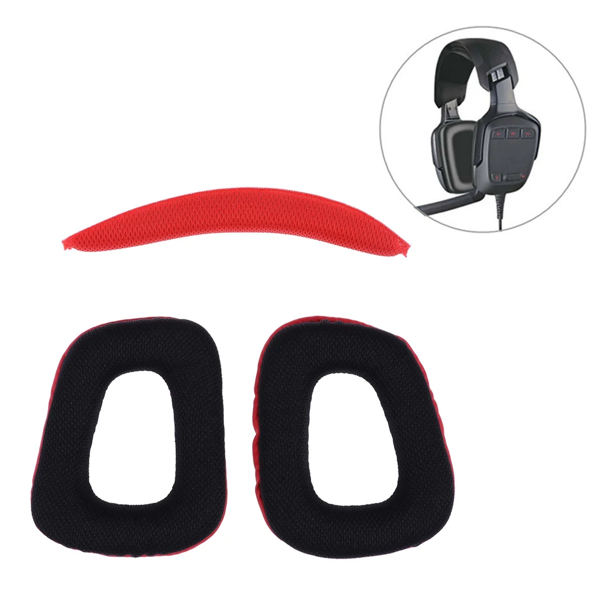 

Replacement Ear Pads Pair Headband Cushion Red Black Foam Mesh Soft Comfortable Compatible G430 G930 Headphone Pad Replacement