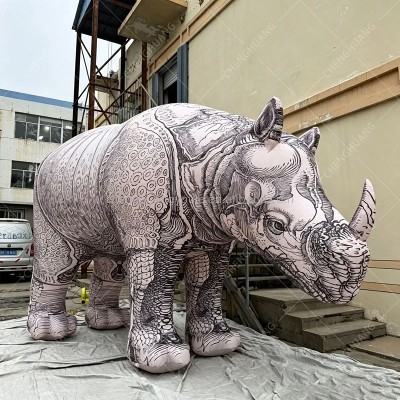 Giant Inflatable Rhinoceros With Lifelike Patterns Animal Model Outdoor Courtyard Zoo Decoration Event Display Props