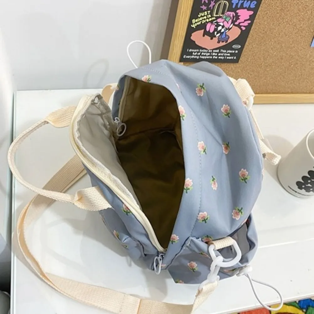 Cute Flower Printed Mini Backpack Large Capacity Zipper Women\'s Handbag Multifunctional Shoulder Bag Outdoor