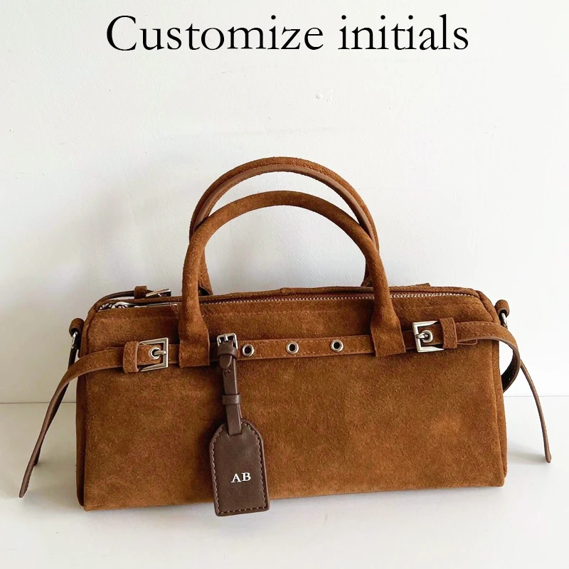 Customize Initials Leather Bags For Women Luxury Designer Handbags Purses 2026 New In Suede Cowhide Handle Belt Buckle  Shoulder