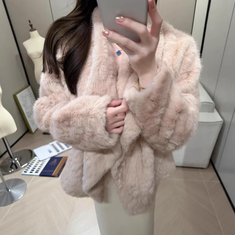 Thousand Gold Soft Mist Milk Rabbit Velvet Environmentally Friendly Fur Integrated Coat Gentle Lapel Warm Thickened Short Coat