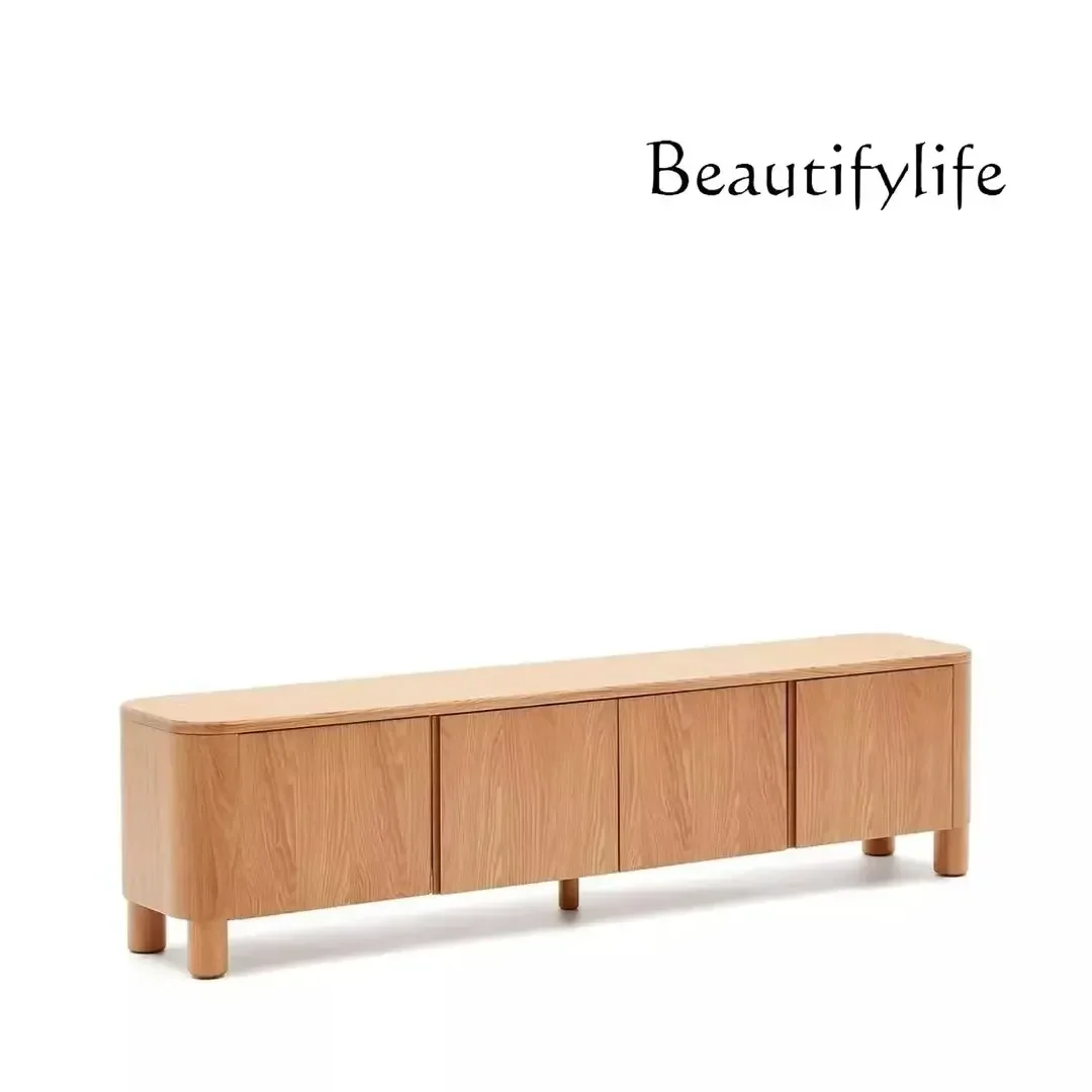 

DD25Medieval style simple solid wood dining side cabinet small apartment TV cabinet tea cabinet restaurant locker log color