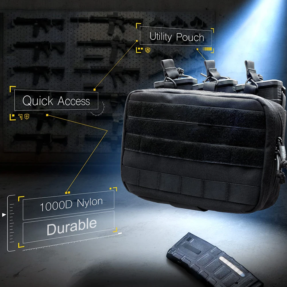 Triple Mag Admin Pouch Tactical Magazine Pouch Molle Utility EDC Organizer Detachable Inner Pocket Mag Holder for M4 M16 5.56mm view 4