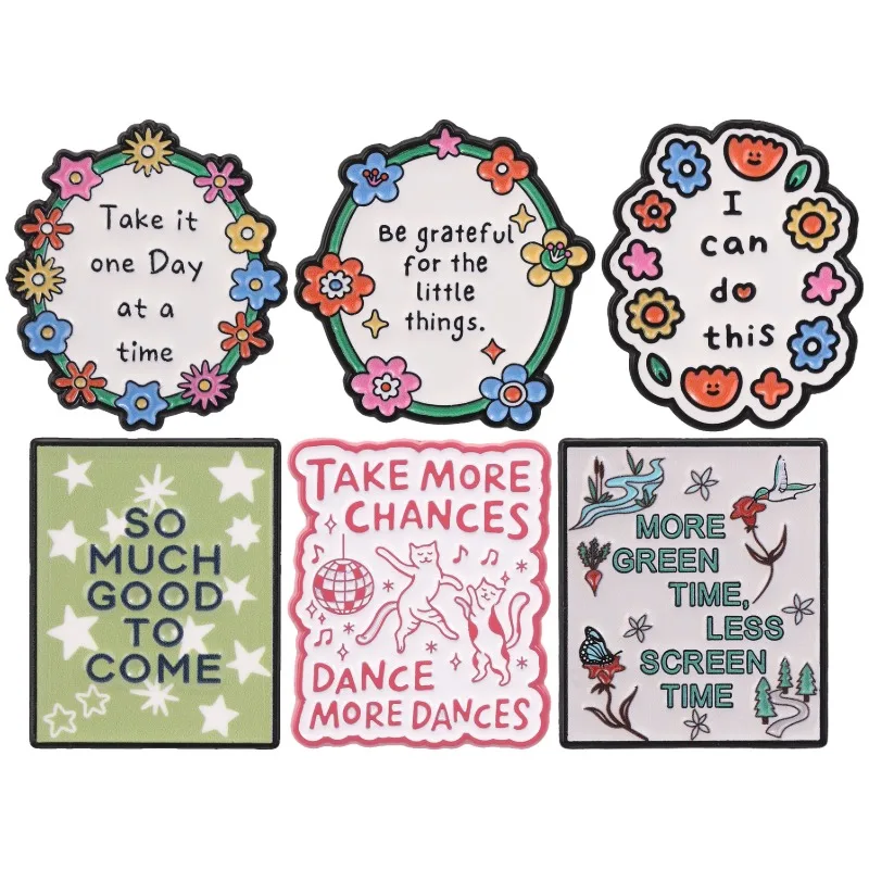 Broches et badges en émail à affirmation positive 'Je peux faire ça', 'C'est bien de venir', bijoux encourageants pour le bien-être personnel, cadeau
