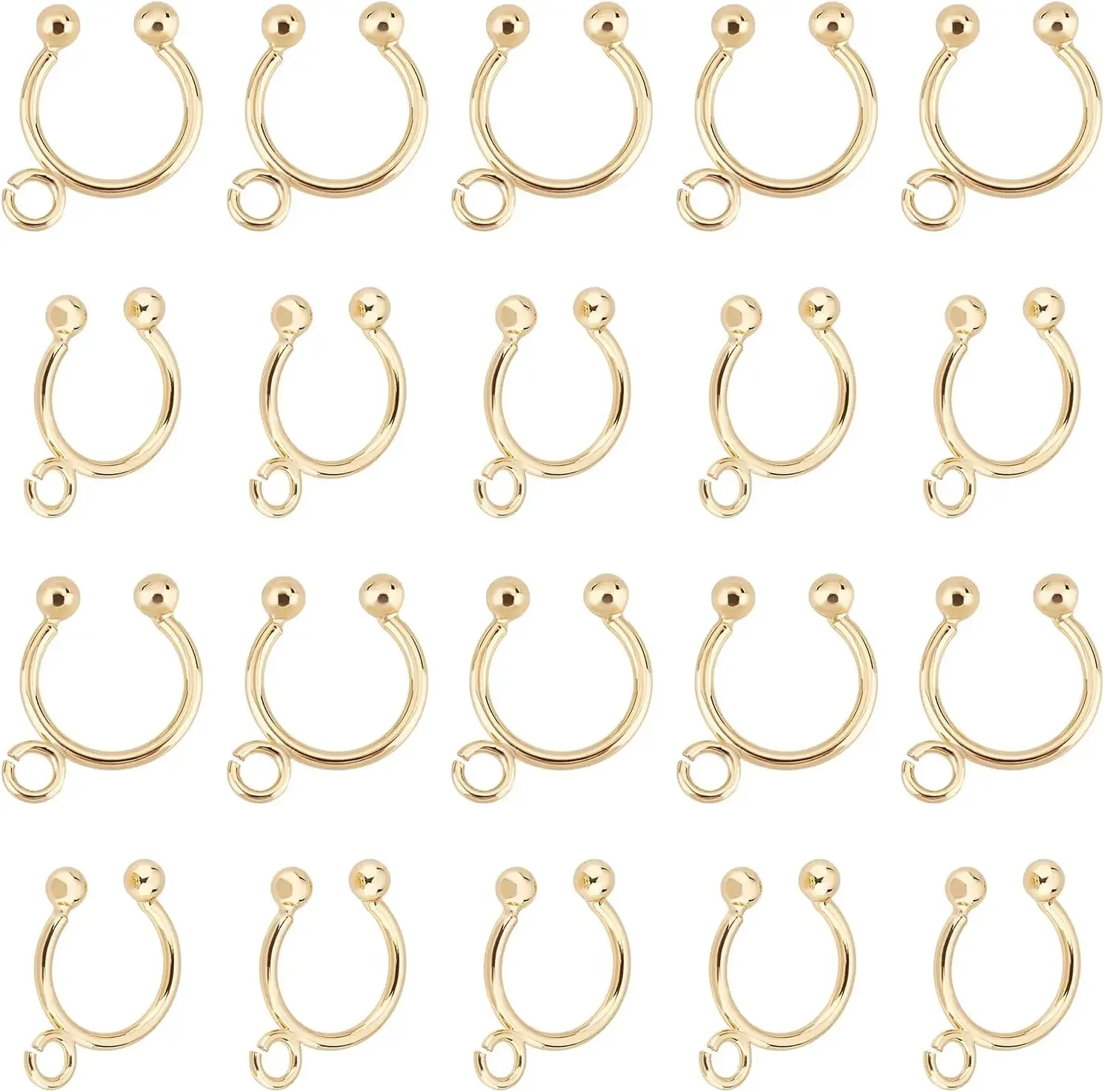 20Pcs DIY Ear Cuff Cartilage Cuff Earrings for Women Brass Real 18K Gold Plated Simple Fake Piercing Earrings with Hoops