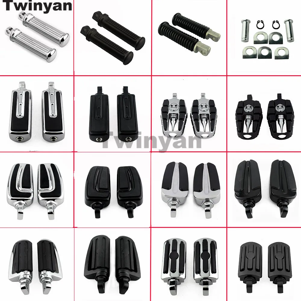 Male Mount Motorcycle Rubber Footrest Footpegs Floorboard For Harley Iron XL 883 1200 Street 750 Touring Custom Dyna FLD Softail