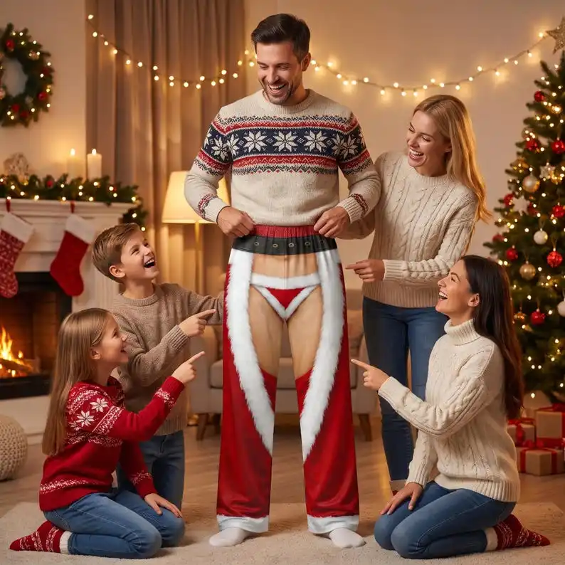 Calças divertidas com tema de Papai Noel, pijamas de Natal, presentes originais para homens e mulheres, calças de desporto casuais e folgadas, present