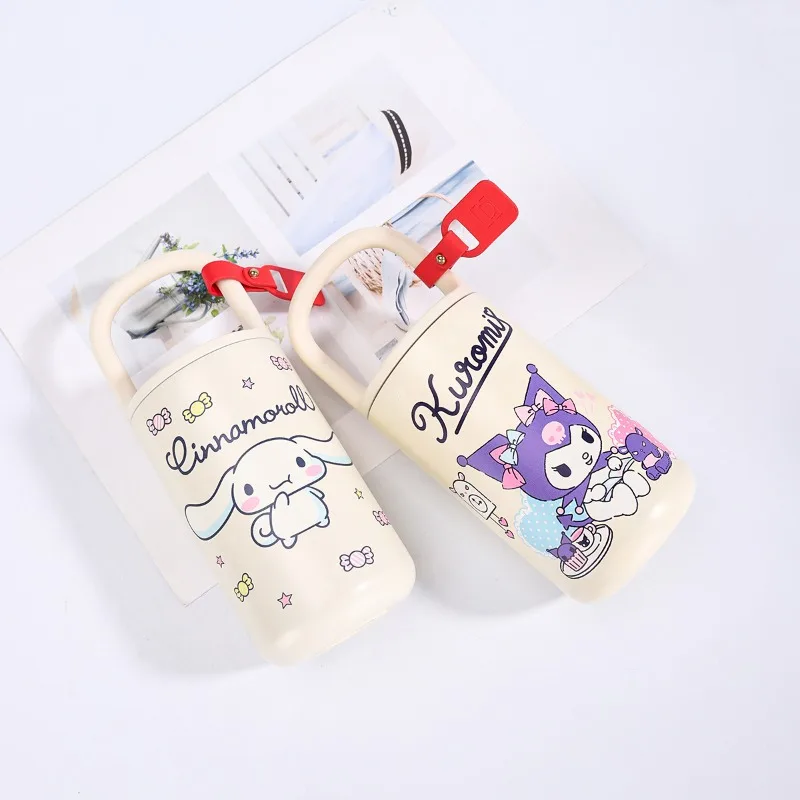 كارتون سانريو هالو كيتي كوب معزول من الفولاذ المقاوم للصدأ كاواي كورومي كوب قهوة محمول سينامورول زجاجة مياه للأطفال #3