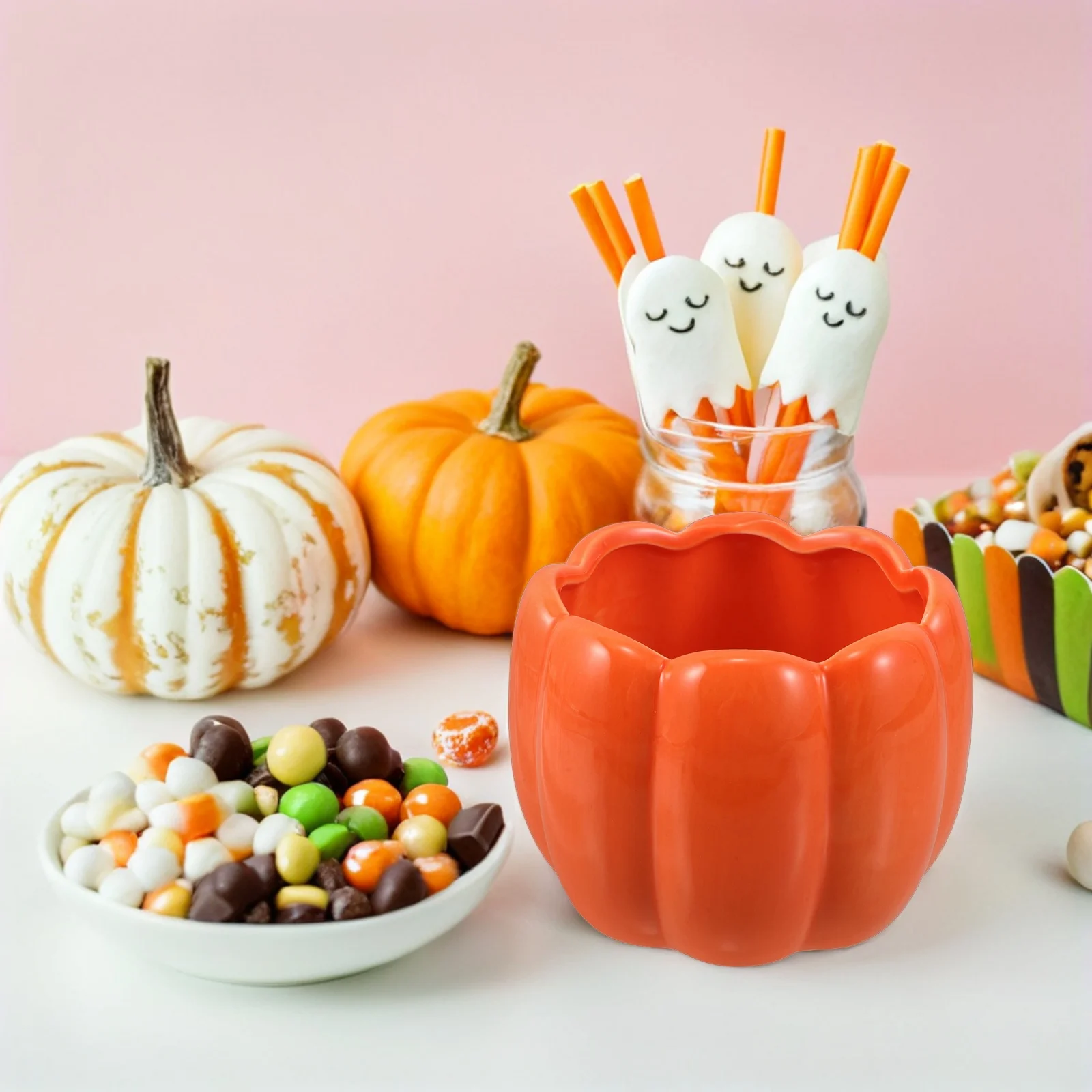 

Pumpkin Ceramic Soup Bowl Halloween Candy Treat Bowl Cute Cartoon Party Snack Container Pumpkin Soup Bowls Candy Bowls