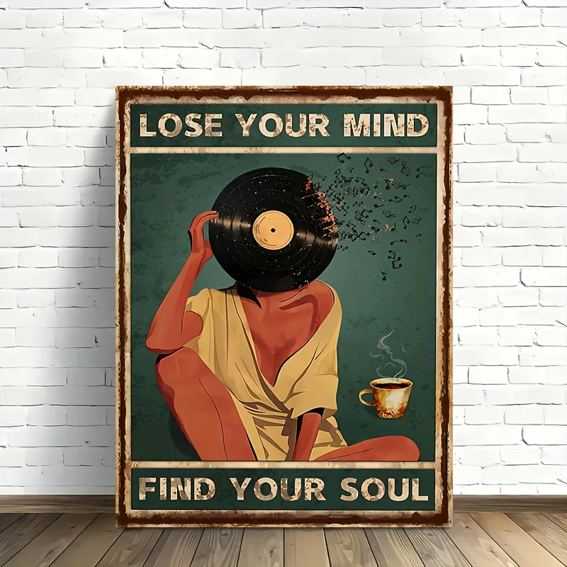 Lose Your Mind Find Your Soul Vintage Decorative Sign - Vinyl Record Music Wall Art for Home, Studio & Bar Decor