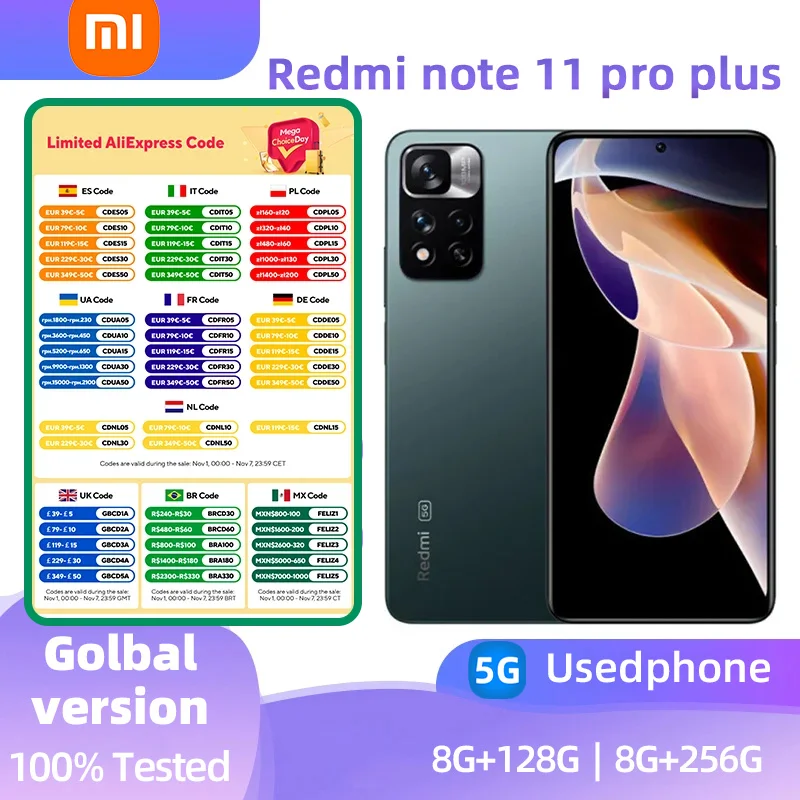 xiaomi redmi note 11 pro+ plus 5G Android 6.6 inch RAM 8GB ROM 256GB MediaTek Dimensity 920 used phone