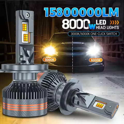 H7 H4 H11 LED Headlight H1 H8 H9 HB4 HB3 9005 9006 9012 Turbo Lamp 6000K 3000K Two Color Temperature Switching Front Lights 12V