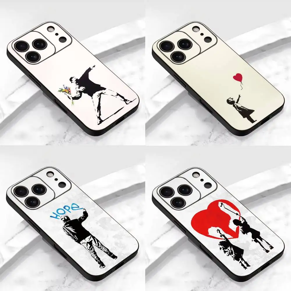 

G-Graffiti Artist B-Banksy Phone Case For iPhone 17,16,15,14,13,12,11 Plus,Pro Max,XS,Soft Silicone Black Cover