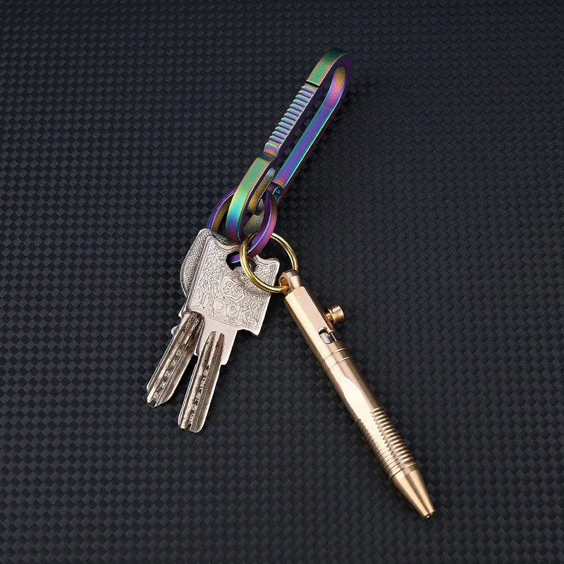 Brass Quick Release Writing Pen Cylindrical Bolt Ballpoint Pen Mini Keychain Business Signature Stationery Gift Pen EDC Tool