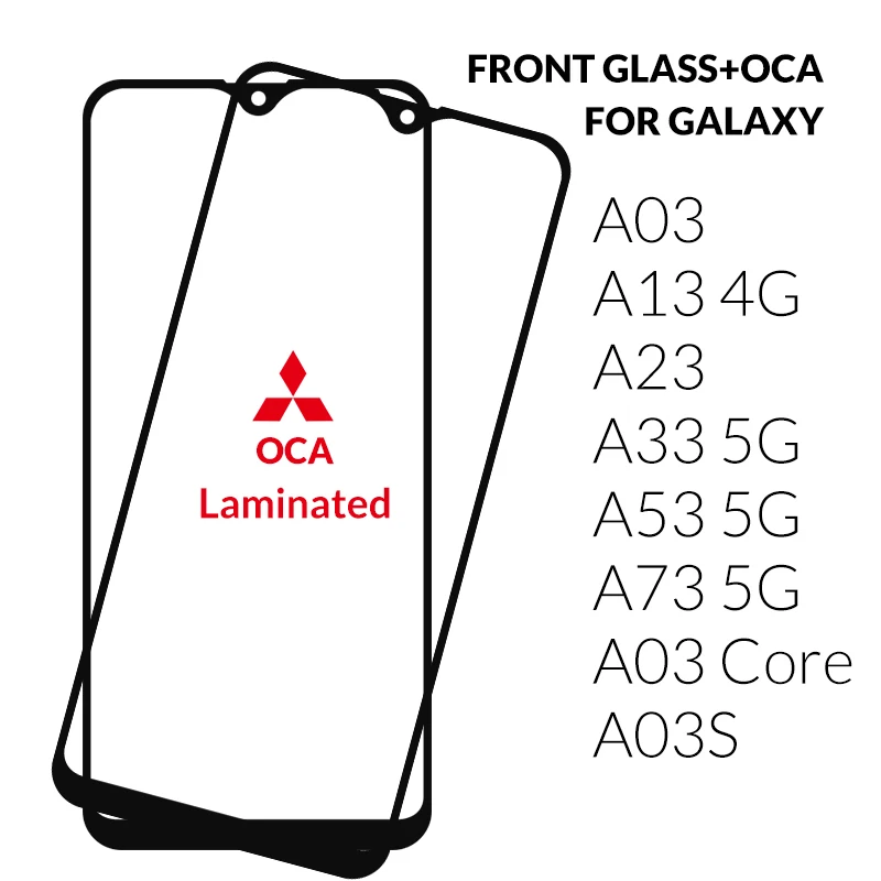 10Pcs/Lot Front Touch Screen Outer Lens Glass With OCA Glue For Samsung Galaxy A03 Core A13 4G A23 A33 A53 A73 5G A03S TOP Glass