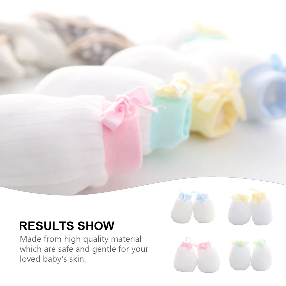 

4 пары варежек для предотвращения, мягкие теплые регулируемые эластичные перчатки для новорожденных, перчатки с защитой от царапин для младенцев