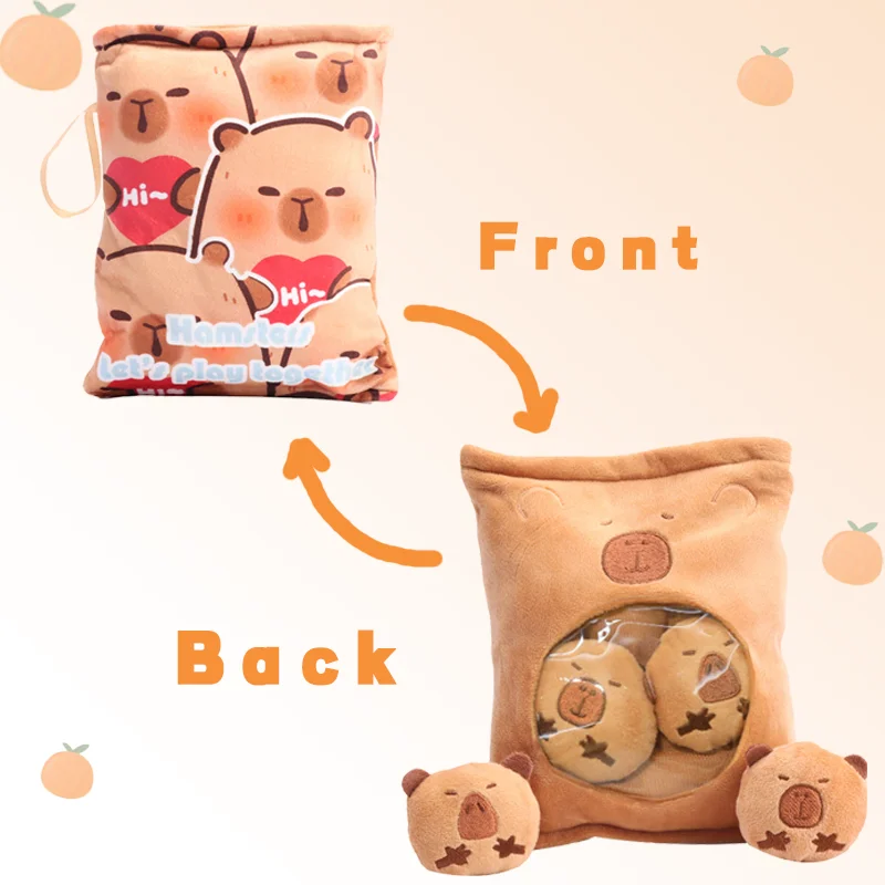 Kawaii Capybara Snack Bag Plush Toys The Soft And Cute Capybara Plush Bag Holds Four Capybara Cubs Funny Stuffed Animal Plush To