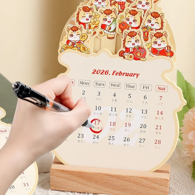 

Настольный календарь-планер в форме вазы с деревянным основанием, съемным основанием, ежемесячным планировщиком, отображением дат и цветочным дизайном