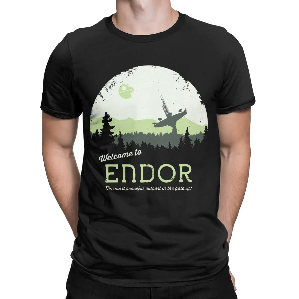 Welcome To Endor T Shirts Men\'s Pure Cotton Novelty T-Shirts Crewneck Visit Tatooine Tee Shirt Short Sleeve Clothes Printing