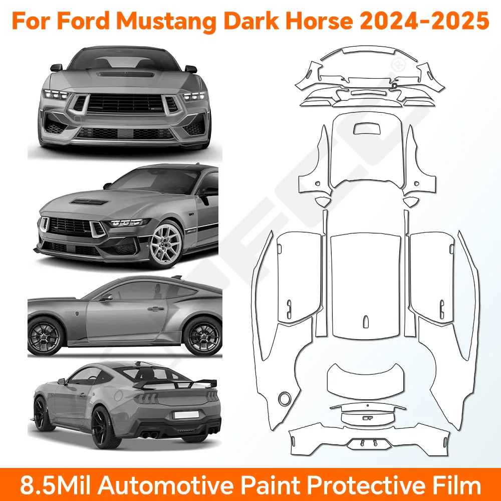 

TPU For Ford Mustang Dark Horse 2024 2025 Paint Protection Film Clear Bra Pre-cut PPF Car Body Anti-Scratch Resistant Invisible