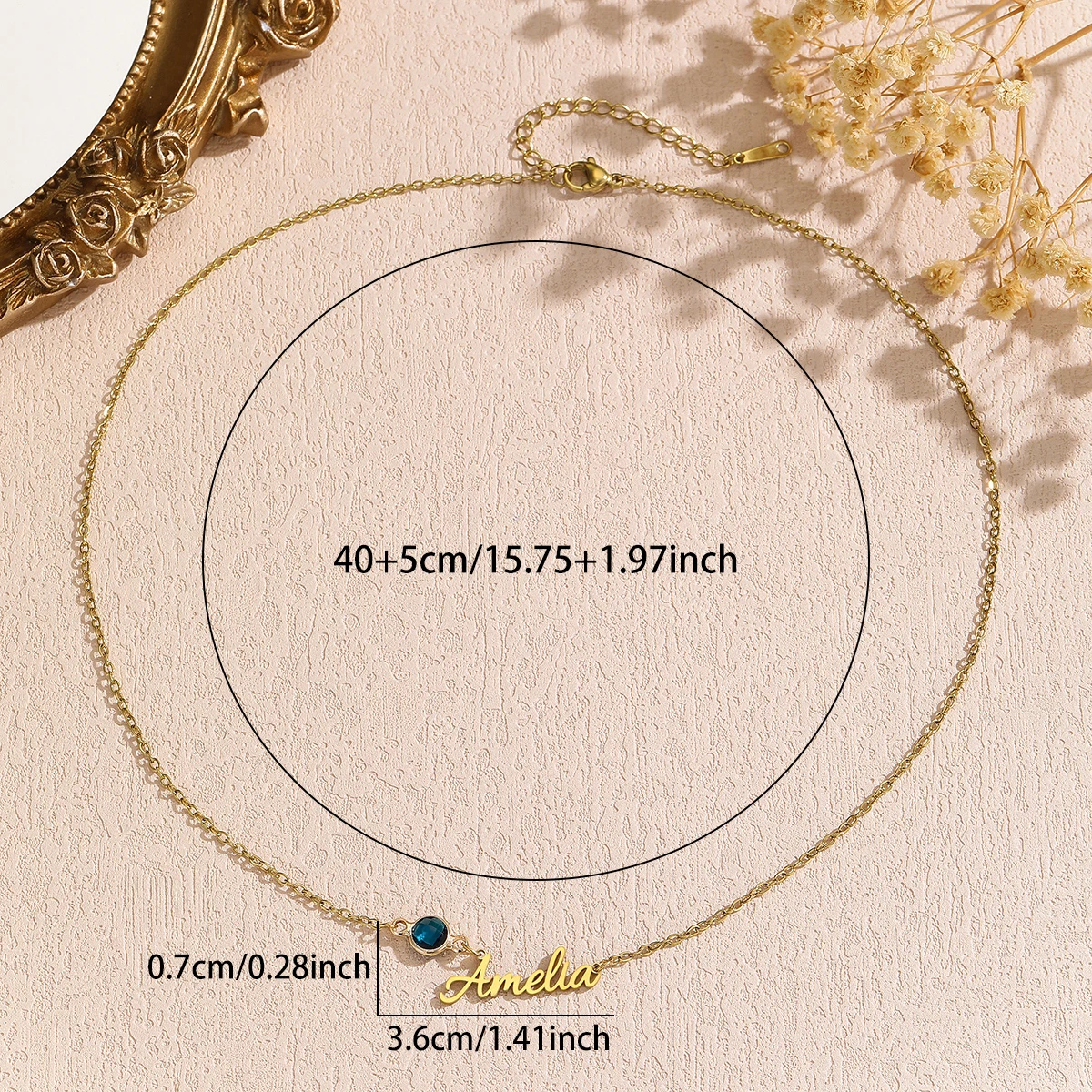 القلائد اسم مخصص للنساء، شخصية الفولاذ المقاوم للصدأ جوهرة الميلاد سلسلة المختنق طوق المجوهرات، هدايا عيد الميلاد