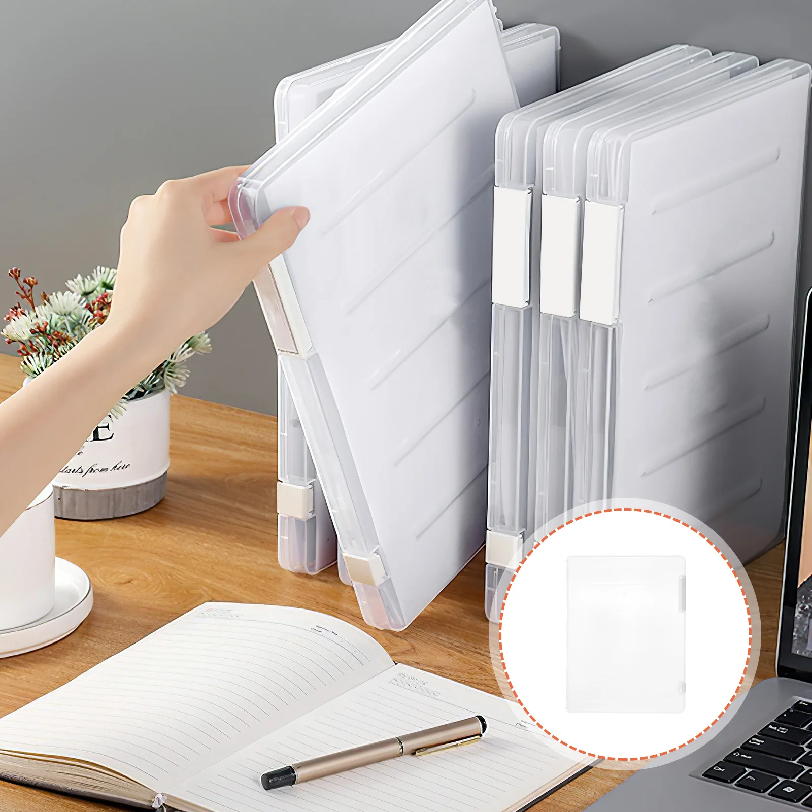 

1pcs A4 File Storage Box Transparent Document Organizer Large Capacity Paper Holder For Office Use Pp Desktop Files