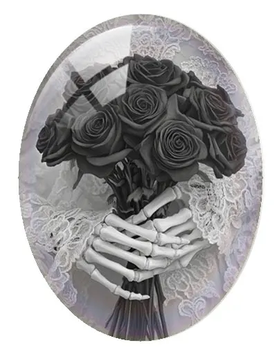 10pcs/lot Halloween Gothic Black Dark Skull Moon Flower Night Oval Photo Glass Cabochon Flatback Demo Cameo Diy Jewelry Making view 4