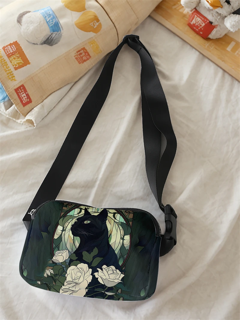 1 Stück, gemusterte, modische, verstellbare Umhängetasche mit Katzenmuster, neutrale Sport-Hüfttasche, geeignet zum Laufen