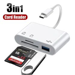 3in1 tipo c leitor de cartão otg usb c para micro sd tf leitor de cartão de memória tipo c adaptadores transferência de dados para tablet celular portátil