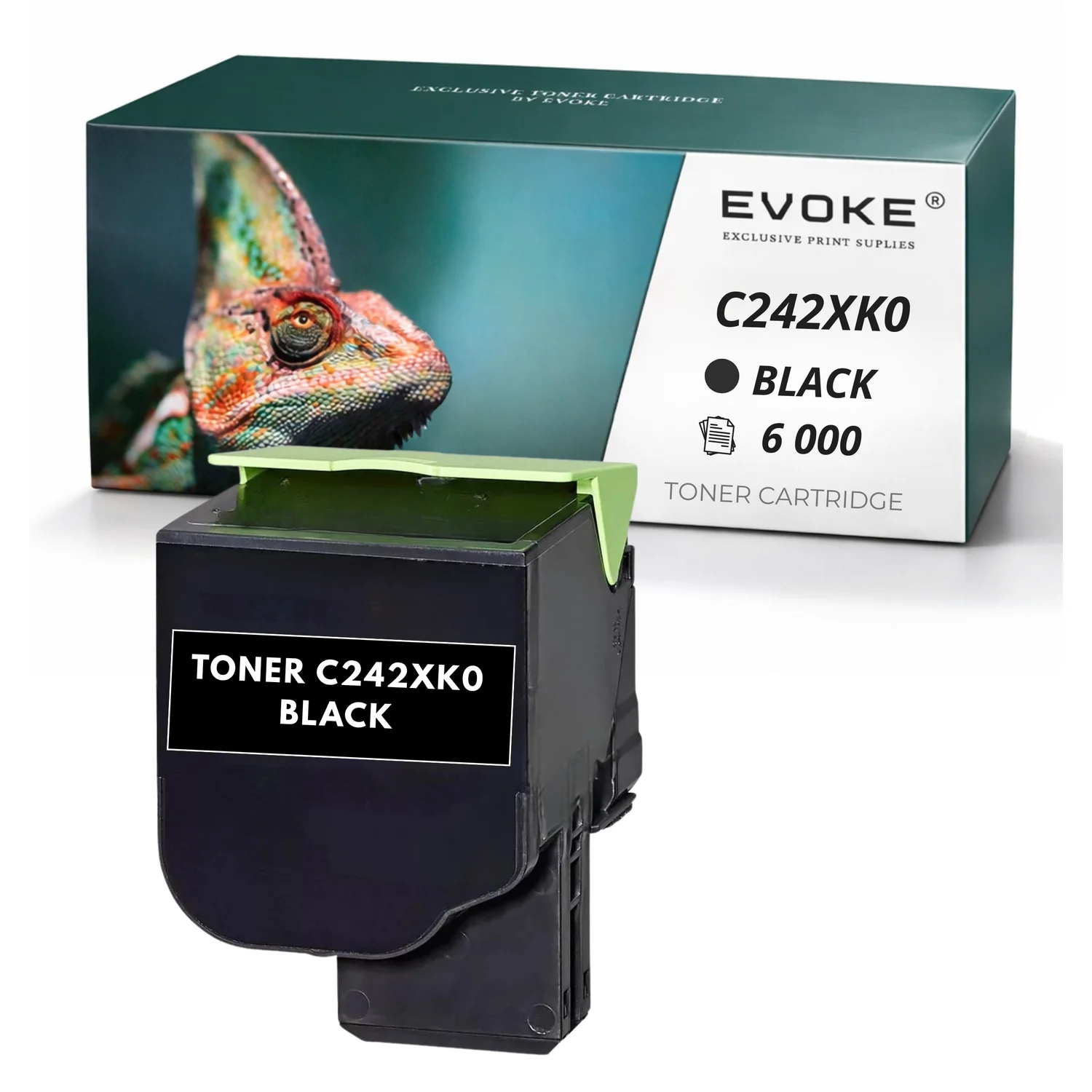 Evoke compatibele toner voor Lexmark C2425/C242 Bk C2425 C242Bk C242Xk0 Zwart 6000 pagina's C2425Dw C2535Dw Mc2425Adw Mc2535Adwe