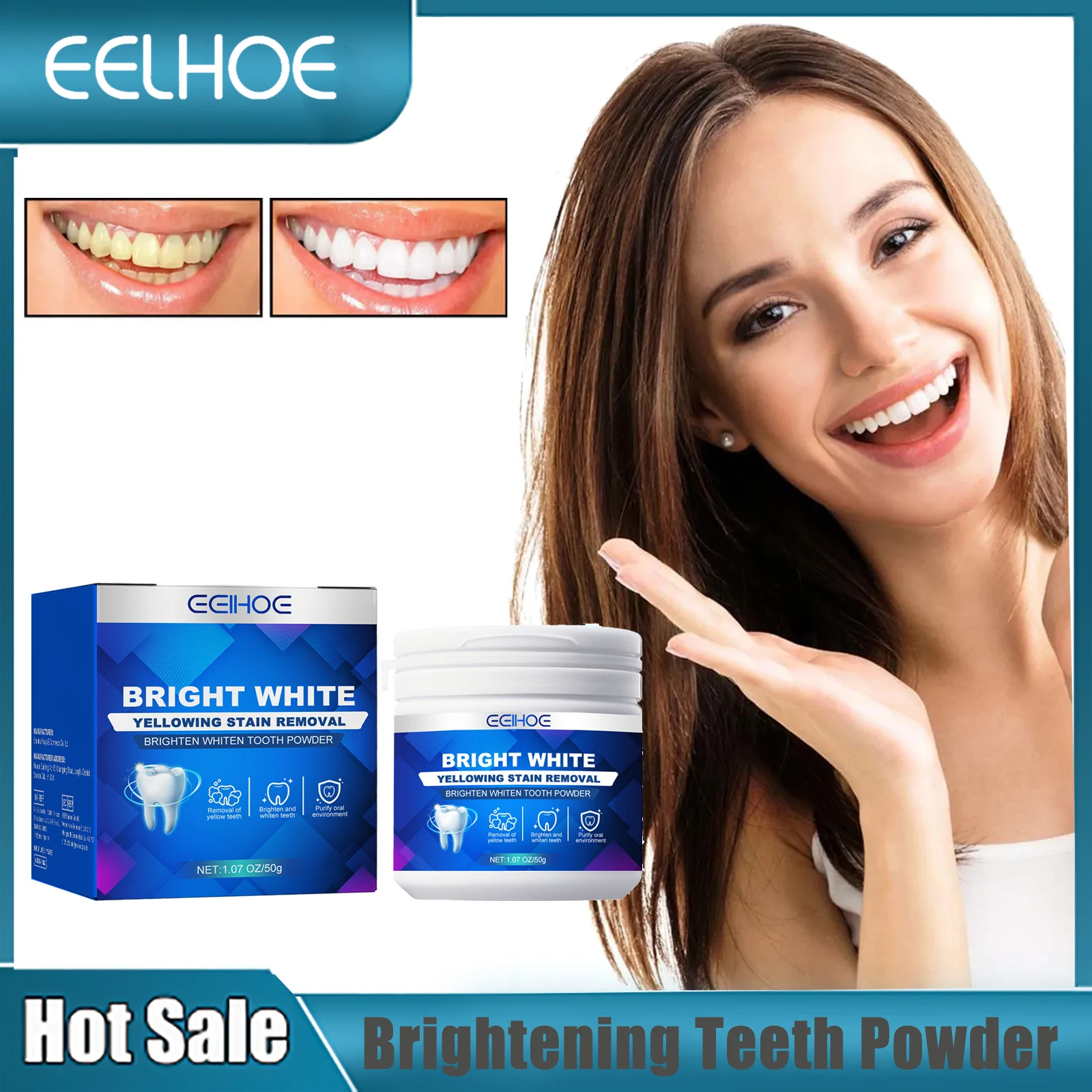 Teeth Whitening Powder Bleaching Yellow Teeth Remove Stain Plaque Improve Oral Smell Baking Soda Dental Color Correcting Powder