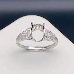 MeiBaPJ Inlay Oval 7*9/8*10mm Gemstone DIY Empty Ring Holders for Women 925 Sterling Silver Fine Charm Fashion Jewelry Accessory