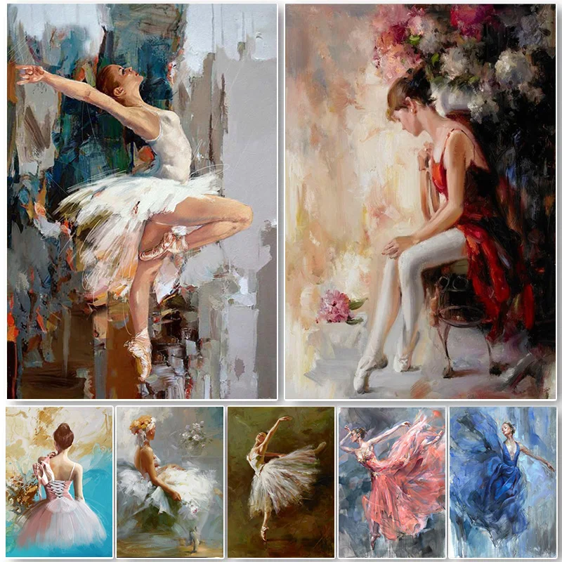 Abstract Ballet Dancer Ballerina Girl Poster Canvas Painting and Prints Watercolor Wall Art Pictures for Living Room Home Decor