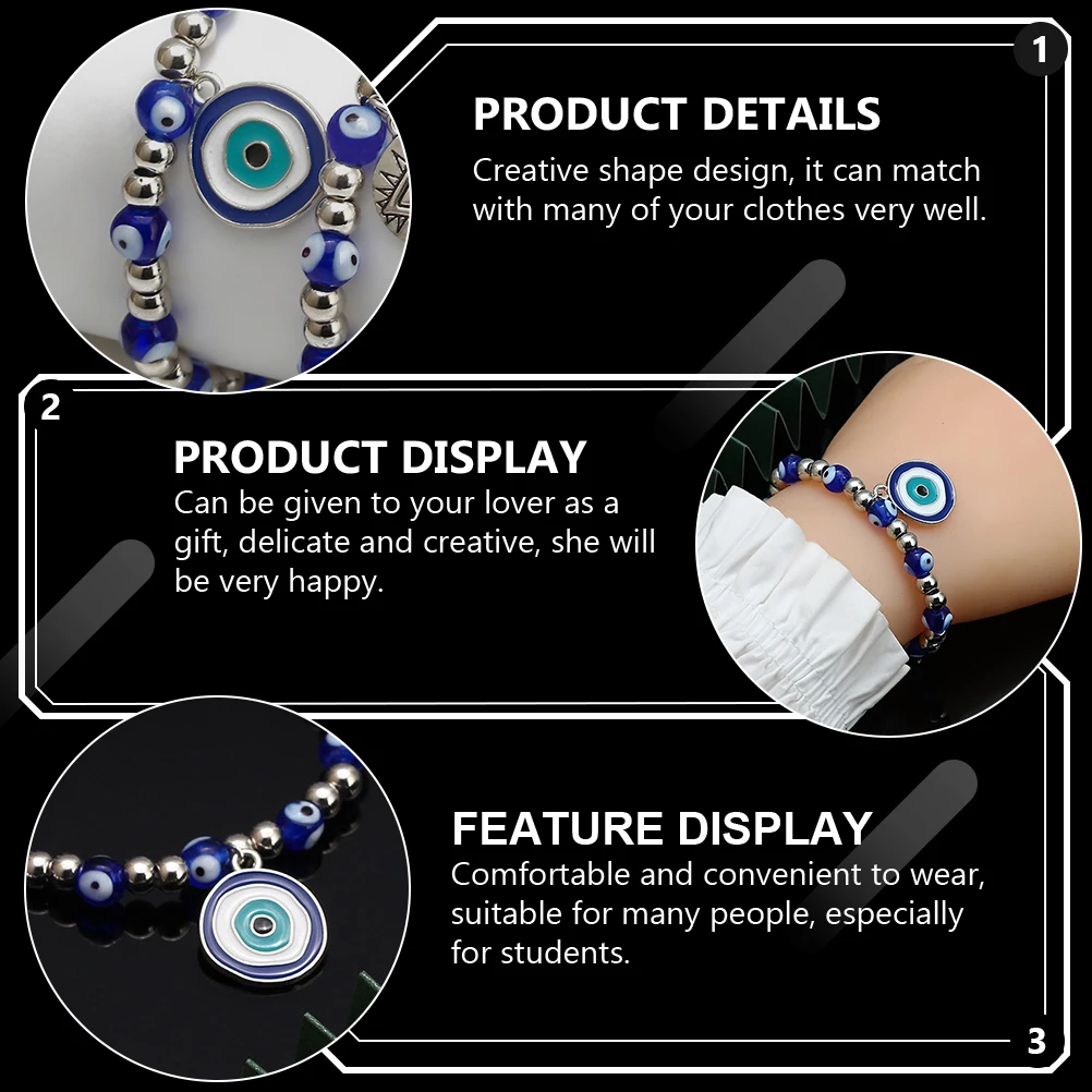 

2 Pcs Jewelry for Girls Blue Eyes Bracelet Evil Women Authentic Bracelets Fashion Charms Woman